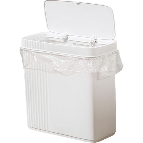 Bac à déchets à couvercle poussoir pour cuisine, salle de bain, chambre, bureau et salon (1/4)