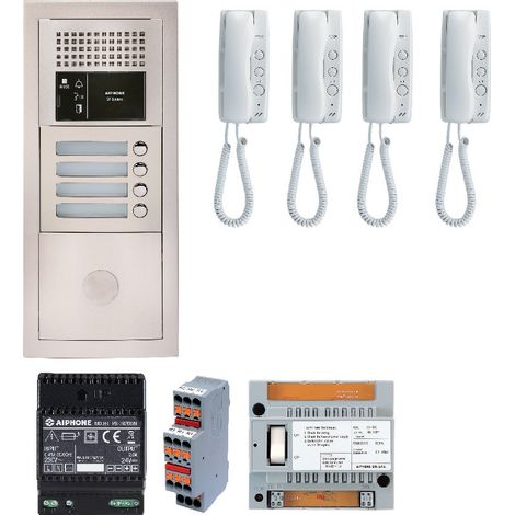 Aiphone - Pacchetto audio 4 BP con 4 stazioni GT1D programmate - GTBA4E (1/3)