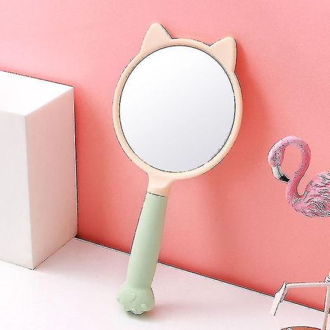 Miroir de poche portable avec motif chaton mignon et poignée en forme de patte, compatible avec les appareils verts. (1/5)