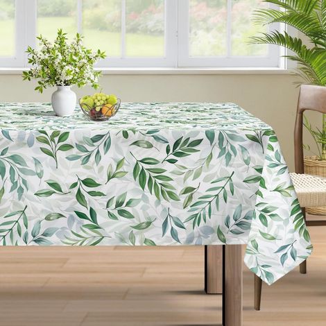 Nappe 140x100 cm Rectangulaire avec motif feuilles, facile d'entretien & infroissable