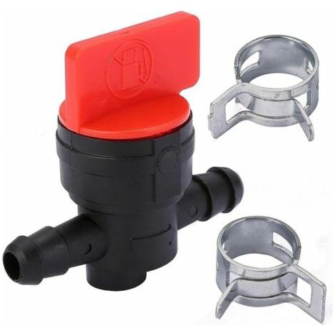 QORVA-Valve d'arrêt de carburant pour tondeuse à gazon, robinet à essence avec 2 pinces, compatible tuyau de 6 à 8 mm, accessoire de jardin durable pour moteurs essence et diesel