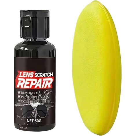 Dissolvant de rayures Réparation des verres de lunettes 50 g de nettoyant pour lentilles avec Polissage pour lunettes de , téléphone portable, pare-brise, voiture, appareil photo, horloge (1/5)