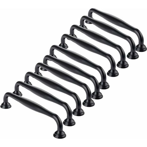 Poignée De Meuble - Aluminium Noir - Entraxe 96 mm - Longueur Totale 115 mm - Pour Armoire Cuisine Tiroir Porte Chambre - Lot De 10 (1/5)