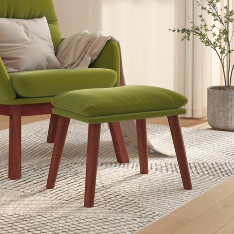 Repose-pied Tabouret Bas  Pouf Bout de Canapé Vert clair 45x29,5x39 cm Velours 26138