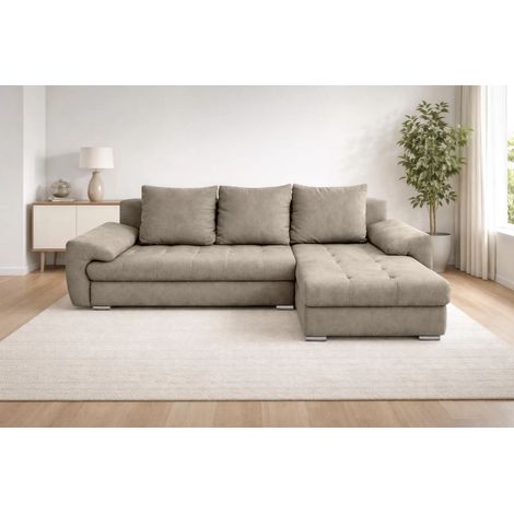 AX LIVING Manisa Wohnzimmer Couch L Form Hellbraune Sofa R