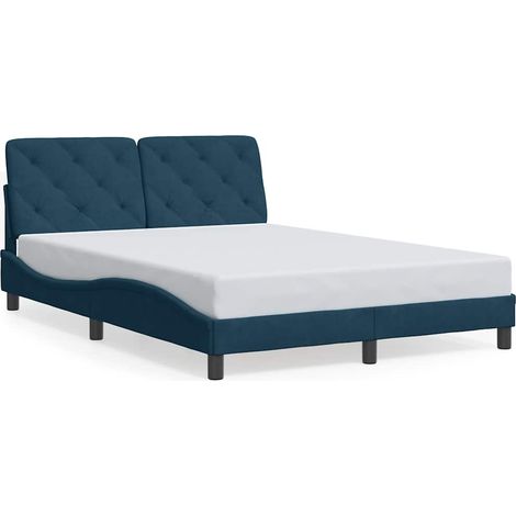 Maison Exclusive - Cadre de lit sans matelas bleu 140x190 cm velours