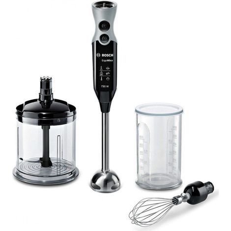 Bosch – Mixeur plongeant 750W – 13 vitesses – Fouet inox et mini-hachoir inclus – Poignée soft touch anti-dérapante