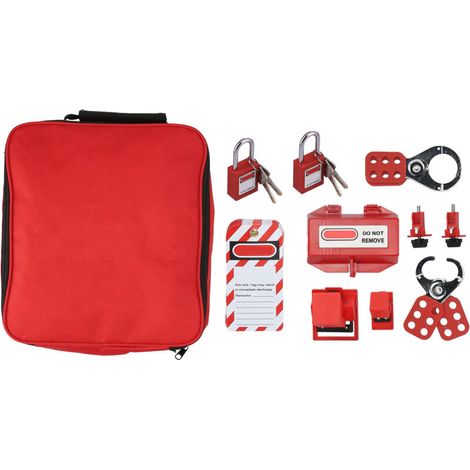 Electrical locking kit, latches, safety padlocks, circuit breaker, locking socket, with storage bag (1/5)