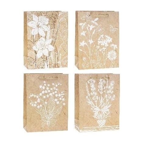 Sacchetto decorativo con fiori, 31x40x12 cm, rosette miste