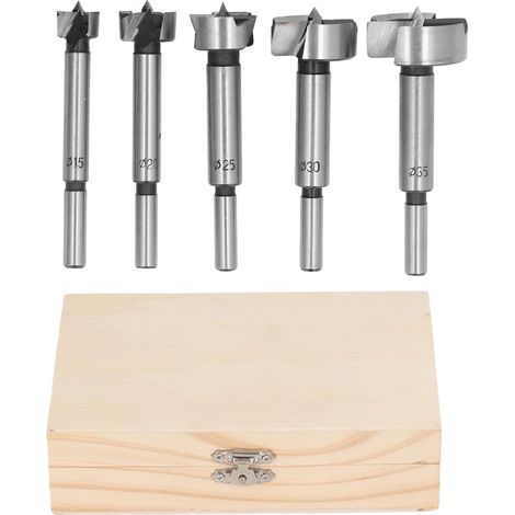 Set mit 5 Forstnerbohrern Ø15-35 mm, zylindrischer Schaft, präzises Holzbohren, professionelles Werkzeug (1/5)
