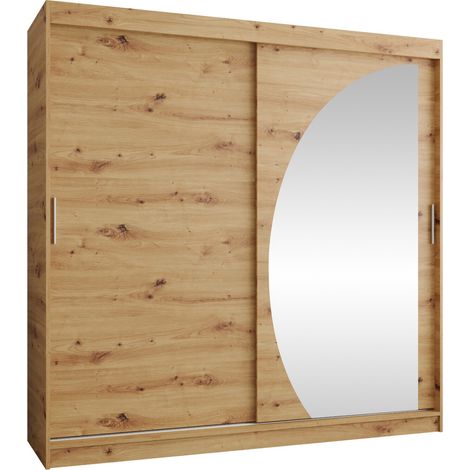 Armoire Hartford 507, Chêne Artisan, 200x200x62cm, Portes d'armoire: Coulissantes, Nombre d'étagères: 0