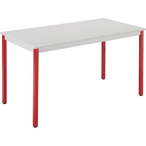 Table multi-usages gris clair L 120 x P 60 cm - Éco - piétement rouge - Maxiburo