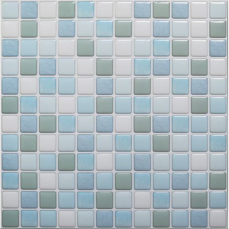 3D-Mosaikfliesen, selbstklebend, wasserdicht, Wandfliesenaufkleber, 23,6 x 23,6 cm, für Küche und Badezimmer, 4 Stück (1/5)