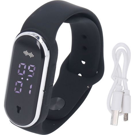 Mosquito Repellent Bracelet with Electronic Watch, Made of Silica Gel, USB Rechargeable, Black (1/5)