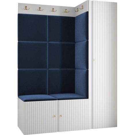 Meuble d'entrée Hartford 385, Polo 891, 186x124x46cm, Tissu, MDF, Stratifié, À poser, Murale