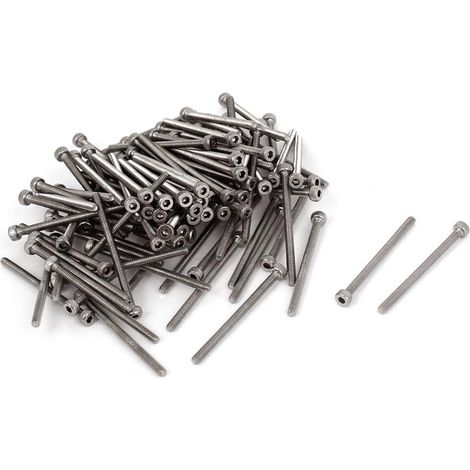 100 Pcs M2x30mm inoxidable acier boulons hexagonale Vis à tête creuse 32mm long (1/3)