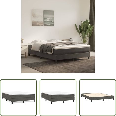Matratze - Boxspringbett mit Matratze Dunkelgrau 140x200 cm Samt (1/5)