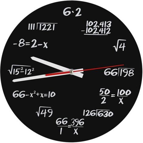 Horloge Murale Mathématique, 12 Pouces Équation Mathématique de Nouveauté Unique Horloge avec Équations Mathématiques Simples ppour Marquer Les Heures (1/5)