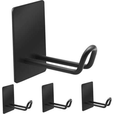 4er-Set schwarze Klebehaken aus Edelstahl für Küche, Bad, Schrank und Büro (1/5)