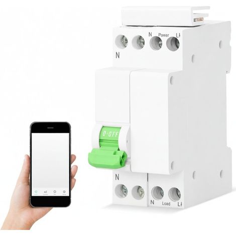 Disjoncteur intelligent Tuya Wifi : contrôle à distance via application mobile, visualisation des équipements domotiques, minuterie, compte à rebours, modes de minuterie en boucle, compatible avec Goo (1/5)