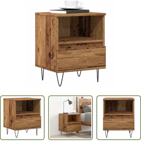 Holzwerkstoff - Nachttisch Altholz-Optik 40x35x50 cm Holzwerkstoff (1/5)