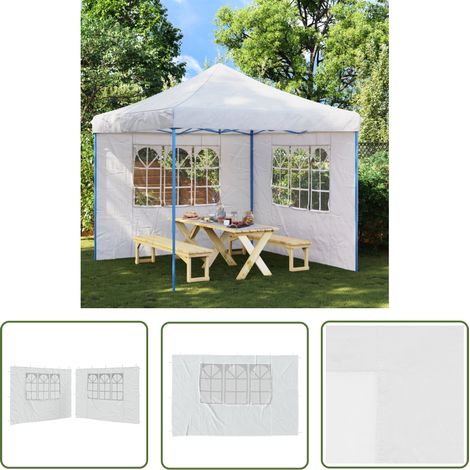 The Living Store Paroi de tente de réception 2 pcs avec fenêtre PE Blanc - Pare-soleil - Abri Jardin - Tentes De Réception - Paroi De Tente - Accessoires De Tente (1/5)