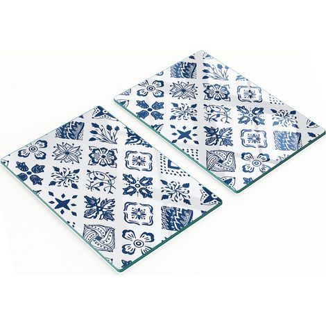 Tablas de cortar decorativas de vidrio templado con estampado floral, 2x40x52 cm