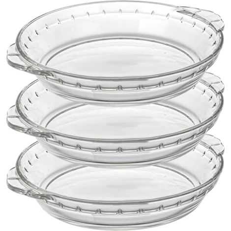 Lot de 3 plats à tarte ronds en verre de 25 cm pour four, micro-ondes, congélateur