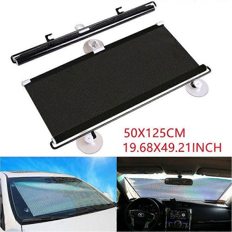 Pare-soleil de vitre de voiture 50 x 125 cm, film protecteur pour pare-brise, protection solaire pour vitres avant et arrière, noir (1/5)