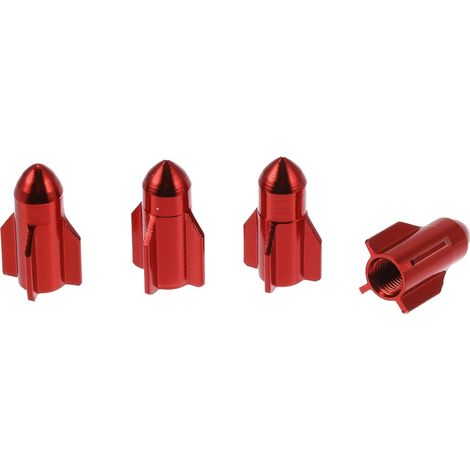 4 Embouts De Valve De Pneu Décoratifs en Forme De Fusée 27Mm Cache-Poussière De Valve De Pneu pour La Plupart des Voitures Et Camions en Alliage D'Aluminium Rouge (1/5)