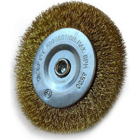 Brosse circulaire métallique sur tige Ø 75 mm Fil laiton souple - Quantité x 1 - Ø 75 mm - Ep. 8 mm - Laiton souple