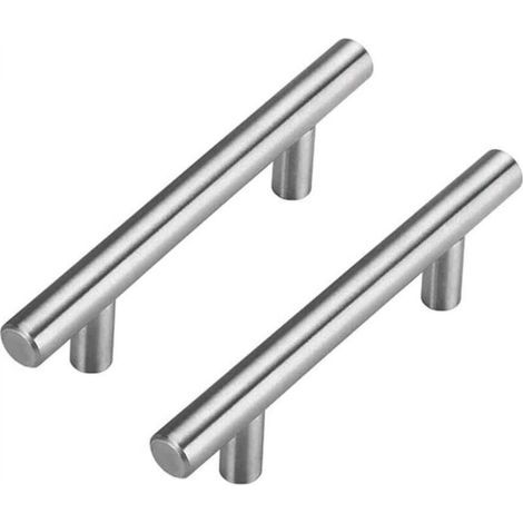 Set of 2 stainless steel door handles (100 x 10 x 32 mm), drawer handles for kitchen furniture, 64 mm center-to-center distance (1/4)