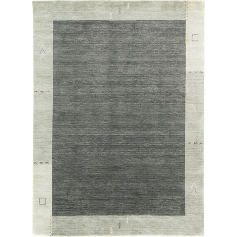 Tapis Gabbeh indien Tapis Tella - Tapis en laine - 140x70cm, Rectangular - 100% Laine vierge - Tissé main - Gris (1/5)
