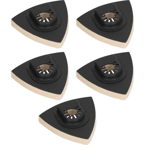 Lot de 5 disques de polissage en laine, support en acier allié, feutre triangulaire pour outil oscillant multifonction (1/5)