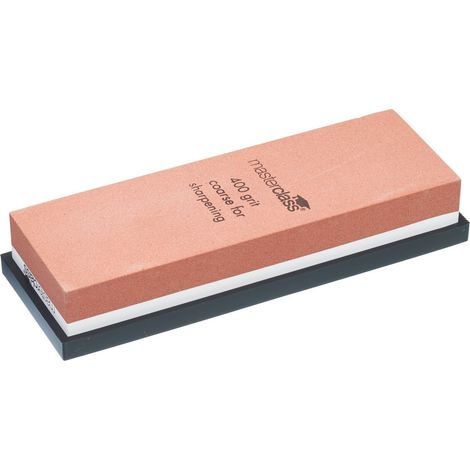 KitchenCraft MasterClass Piedra de Afilar, Afilador Profesional de Cuchillos 2-en-1, 18 x 6,5 cm - Gris