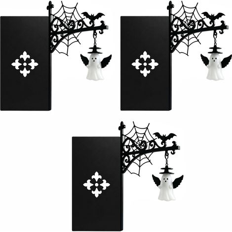 Lot de 3 Lanternes Fantôme Halloween pour Bibliothèque, Lampes LED Décoratives Vintage pour Étagère à Livres, Coin Lecture, Chambre, Table de Chevet et Décoration de Maison