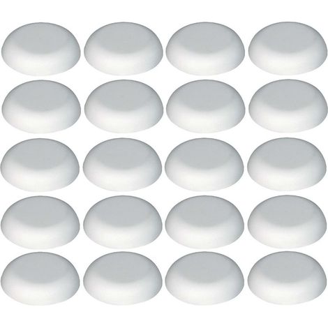 Lot de 20 bouchons blancs diamètre 24mm – Téton 6mm – Cache vis en plastique Delrin pour meubles cuisine et salle de bain