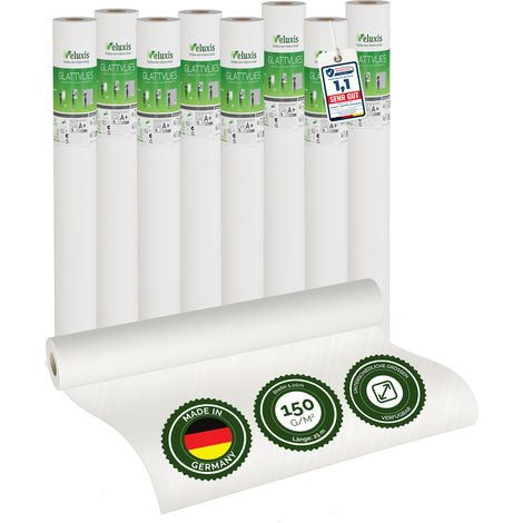 Vliestapete Raufasertapete Strukturtapete – Feinputz 8er Set, 8 x 10,05 m x 0,53 m, überstreichbar, atmungsaktiv, Wandtapete Made in Germany – Veluxis