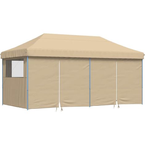 Foldable Party Tent Pop-Up with 4 Sidewalls Beige vidaXL
