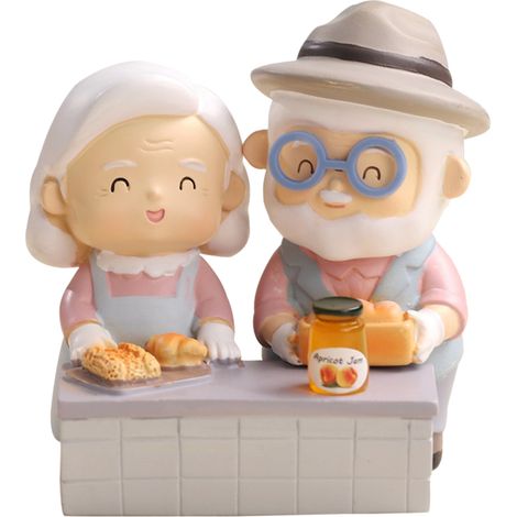 Figurine décorative Couple âgé Résine Multicolore Ornement intérieur voiture bureau cadeau créatif durable étanche (1/5)