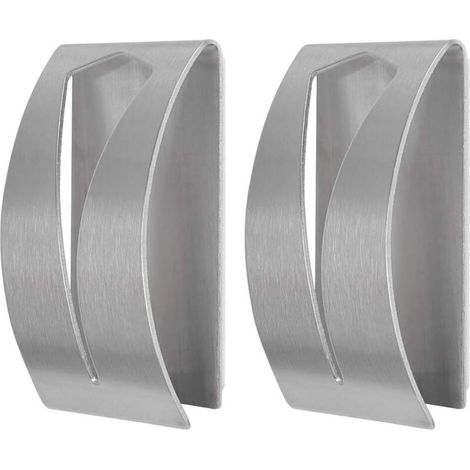 Porte-serviettes autocollant, patère, tenture murale de salle de bain en acier inoxydable, aucun perçage requis (lot de 2, argent)