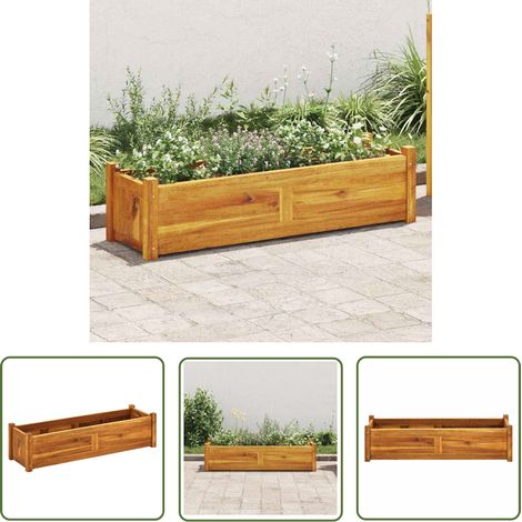 The Living Store Garten-Hochbeet Akazienholz 100x30x25 cm - Holz Hochbeet - Akazienholz Hochbeet - Garten Hochbeet - Blumenerde Behälter - Balkonbepflanzung (1/5)