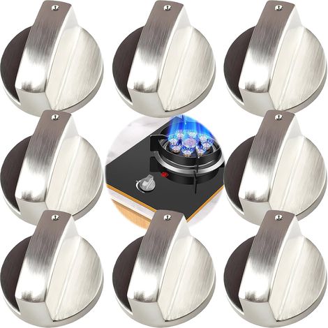 Perilla de estufa - 8 piezas de aleación de zinc para estufa de gas - Perilla giratoria universal para horno y placa de cocina - Interruptor de control de 6 mm (1/5)