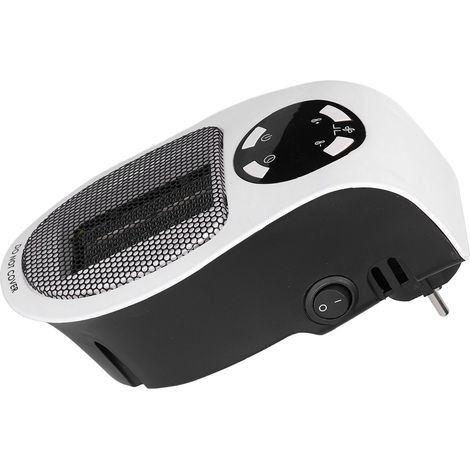 Radiateur soufflant portable 500W avec minuterie, noir et blanc, chauffage rapide puissant 220V CE, pour maison bureau, montage mural, petit chauffage électrique. (1/5)