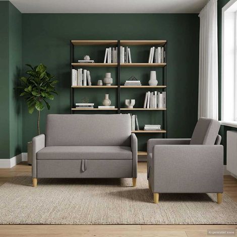 Canapé avec rangement 3 places, 2 pièces taupe en polyester - PANGIVO (1/5)