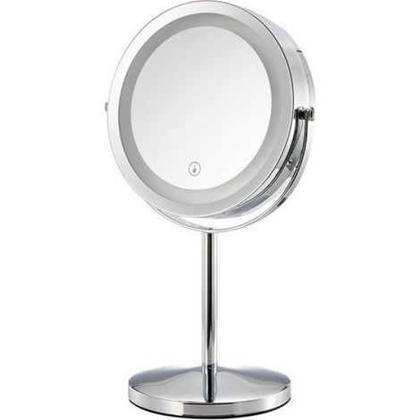 Miroir De Maquillage - 7 Pouces Double Face 1x Et 10x Avec LED Et Horloge - Batterie Intégrée (1/4)