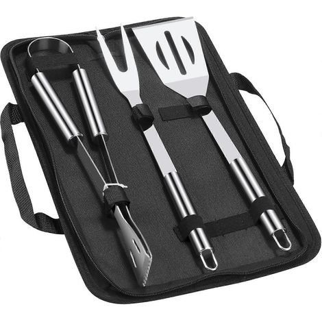 Outils de barbecue, kit de 3 accessoires pour barbecue : ustensiles de barbecue, fourchette à viande, pinces à barbecue, spa pour barbecue (1/5)