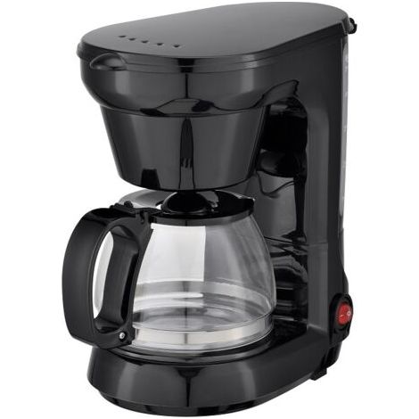 Cafetière à filtre 600 W, capacité 5/6 tasses, système anti-gouttes, plaque chauffante, noire (1/5)