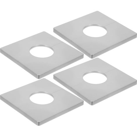 Cache-trou de Robinet de Bain Carré Argenté 4 Pièces Abs (1/5)