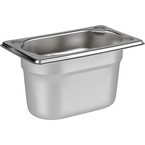 APS 81504 GN 1/9 contenitore, acciaio inossidabile Contenitore gastronorm, dimensioni 175 x 105 mm/altezza 100 mm/volume 1,0 litri (1/4)